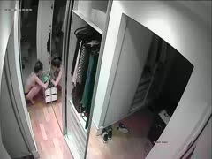 Camera hidden in the flat catches a skinny wife masturbating her hot cunt